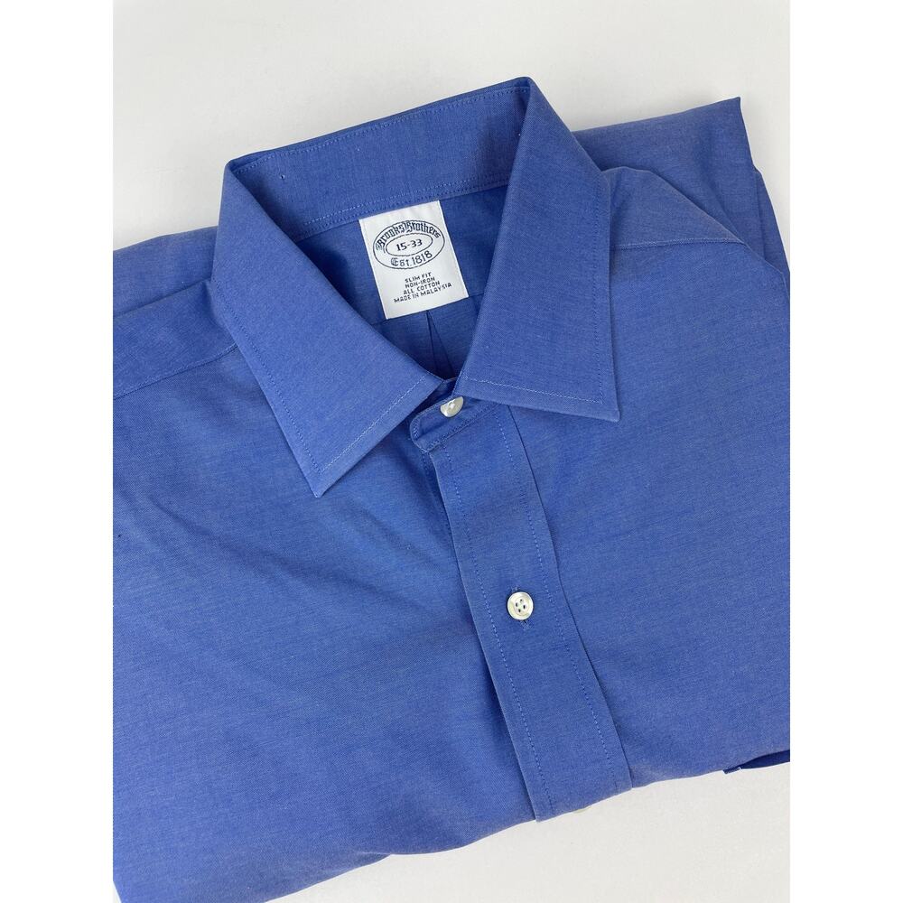 Brooks Brothers 1818 Dress Shirt Classic Blue Men’s S 15-33 Slim Fit